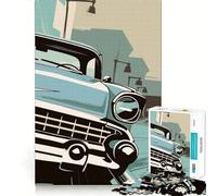 Rompecabezas de 1000 Piezas con diseño de póster de Coche Retro para Adultos y Adolescentes Juguete Intelectual para el hogar Disfrute de un Corte de Calidad Regalo clásico (38x52cm)