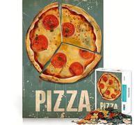 Rompecabezas de 1000 Piezas con diseño de póster de Pizza Estilo Retro Vintage Diversión para ejercitar la Mente Encaje Huecos Actividad para Compartir con Seres Queridos (50x75cm)