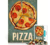 Rompecabezas de 1000 Piezas con diseño de póster de Pizza Estilo Retro Vintage para Adultos Juego de Memoria Divertido Componentes Resistentes y de Corte Limpio aliviar el estrés