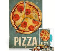 Rompecabezas de 1000 Piezas con diseño de póster de Pizza Retro Vintage Juego cognitivo Divertido Troquelado de Alta precisión aliviar el estrés (38x26cm)