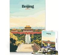 Rompecabezas de 1000 Piezas con diseño de póster de Viaje a Pekín, China, para Adultos Diversión Intelectual, distracción Relajante, Corte preciso, Regalo Original (50x75cm)