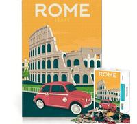 Rompecabezas de 1000 Piezas con diseño de póster de Viaje a Roma,Ajuste, Juego,Entrenamiento de concentración,diversión,Tiempo de Juego Relajante, Ocio (50x75cm)
