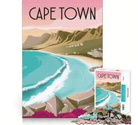 Rompecabezas de 1000 piezas con diseño de póster de viaje de Ciudad del Cabo,piezas de corte limpio,juguete para desarrollar la capacidad cognitiva,diversión para momentos de calma,decoración navideña