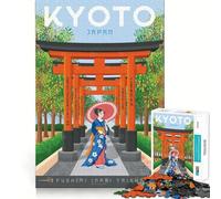 Rompecabezas de 1000 Piezas con diseño de póster de Viaje de Kioto,Japón Arte de Corte preciso Juguete para desarrollar la Capacidad cognitiva Diversión para el Tiempo Libre Regalo navideño Relajante