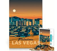Rompecabezas de 1000 Piezas con diseño de póster de Viaje de Las Vegas,Ideal para divertirse resolviendo Problemas,un Juego Tranquilo para Pasar el rato (38x52cm)