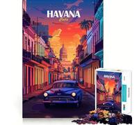 Rompecabezas de 1000 Piezas con diseño de póster de Viaje Vintage de La Habana,Cuba Juego de Corte sin Costuras Mental Inteligente Diversión para Disfrutar en casa Regalo Ideal para cumpleaños