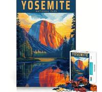 Rompecabezas de 1000 Piezas con diseño de póster de Viaje Vintage del Parque Nacional Yosemite Desarrolla la lógica,el Pensamiento lógico y la Habilidad para Cortar con precisión para Momentos