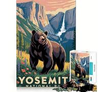 Rompecabezas de 1000 Piezas con diseño de póster de Viaje Vintage del Parque Nacional Yosemite Un Ejercicio Mental Divertido con Piezas de Ajuste y una Forma entretenida de Pasar el Tiempo Libre