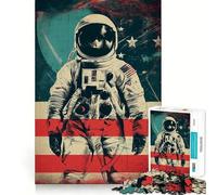 Rompecabezas de 1000 Piezas con diseño de póster Retro de Astronauta para Adolescentes Juguete de lógica Pura, Suave y Relajante Pieza de Arte de Corte Limpio (50x75cm)