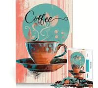 Rompecabezas de 1000 Piezas con diseño de póster Retro de café para Adolescentes Juguete de lógica Fuerte para Disfrutar en Familia Borde Transparente Sorpresa cálida (50x75cm)