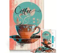 Rompecabezas de 1000 Piezas con diseño de póster Retro de café para Adultos y Adolescentes Recuerda armarlo Lentamente y disfrutarlo Arte de Corte Exacto Coleccionable (38x26cm)