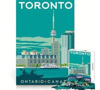 Rompecabezas de 1000 Piezas con diseño de póster turístico de Toronto para Adultos Ideal para el Desarrollo Cerebral, un pasatiempo Relajante y fácil de Usar (38x26cm)