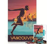 Rompecabezas de 1000 Piezas con diseño de póster turístico de Vancouver, Corte Impecable, lógica Divertida, Juguete Divertido, Juego Gratuito, Actividad de cumpleaños (38x26cm)