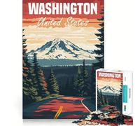 Rompecabezas de 1000 Piezas con diseño de póster turístico del Estado de Washington Juguete Creativo con componentes Resistentes y de Corte Limpio Ideal para Viajar Juego Mental Regalar