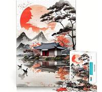 Rompecabezas de 1000 Piezas con diseño de Pueblo japonés Vintage para Adolescentes Diversión,precisión y Facilidad de Corte Actividad Relajante para desconectar (38x26cm)