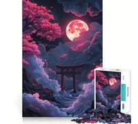 Rompecabezas de 1000 Piezas con diseño de Puerta Torii de neón y Paisaje Nocturno para Adultos Juguete para ejercitar la Mente Obra de Arte Relajante y Divertida para armar (38x52cm)