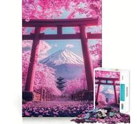 Rompecabezas de 1000 Piezas con diseño de Puerta Torii en Flor de Cerezo,Corte Exacto,Arte,lógica,Juego,Ocio,diversión,decoración navideña para Pared (50x75cm)