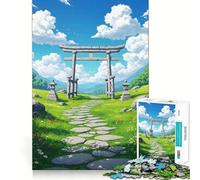 Rompecabezas de 1000 Piezas con diseño de Puerta Torii en Paisaje de Hierba para Adultos y Adolescentes Juego Mental para Relajarse Corte preciso 50x75cm