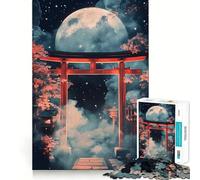 Rompecabezas de 1000 Piezas con diseño de Puerta Torii, Luna y Estrellas para Adolescentes Juguete para el Desarrollo Personal Bordes precisos Artículo de Regalo de Papá Noel 50x75cm