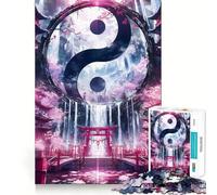 Rompecabezas de 1000 Piezas con diseño de Puerta Torii Yin y Yang para Adultos Diversión para Entrenar la Mente Corte Limpio Componentes Resistentes Actividad Relajante para desconectar (50x75cm)