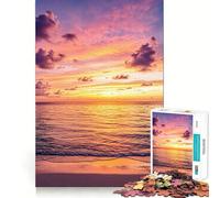 Rompecabezas de 1000 Piezas con diseño de Puesta de Sol en el océano y Cielo Colorido para Adultos Juguete para ejercitar la Mente Juego de Interior Pieza de Arte de Corte preciso (38x26cm)