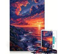 Rompecabezas de 1000 Piezas con diseño de Puesta de Sol en la Playa,Arte pixelado,decoración de Ajuste Limpio,Juego de concentración Mental,Juego para Momentos de Tranquilidad,Regalo de cumpleaños