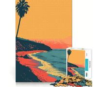 Rompecabezas de 1000 Piezas con diseño de Puesta de Sol en la Playa de Los Ángeles Juego de ingenio y para ejercitar la Mente Ideal para Relajarse y divertirse (38x52cm)