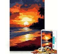 Rompecabezas de 1000 Piezas con diseño de Puesta de Sol en la Playa para Adolescentes Juego Inteligente para fomentar la convivencia y Crear una Obra de Arte 50x75cm