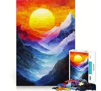 Rompecabezas de 1000 piezas con diseño de puesta de sol en un valle de montaña para adultos juguete de habilidad para desarrollar la mente alivio de la ansiedad corte preciso regalo elegante (38x26cm)
