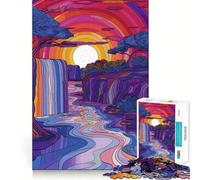 Rompecabezas de 1000 Piezas con diseño de Puesta de Sol en una Cascada Serena para Adultos Ideal para estimular la Memoria Un pasatiempo Divertido para armar y Decorar la Pared (50x75cm)