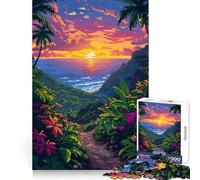 Rompecabezas de 1000 Piezas con diseño de Puesta de Sol Hawaiana en Pixel Art Ajuste Ideal para ejercitar la Mente y divertirse Navidad y Ocio 50x75cm