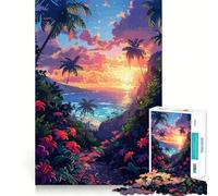Rompecabezas de 1000 Piezas con diseño de Puesta de Sol Hawaiana en píxeles,Arte de Corte preciso,Juguete para desarrollar la Capacidad cognitiva,diversión para el Tiempo Libre