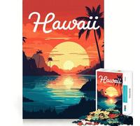 Rompecabezas de 1000 Piezas con diseño de Puesta de Sol Hawaiana,Ideal para divertirse resolviendo Problemas,un Juego Tranquilo para Pasar el rato (38x52cm)