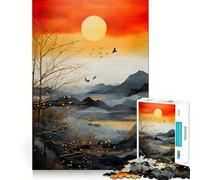 Rompecabezas de 1000 Piezas con diseño de Puesta de Sol, Paisaje Abstracto, para Adultos y Adolescentes Ideal para Mejorar la Memoria y Relajarse Diseño para armar 38x52cm