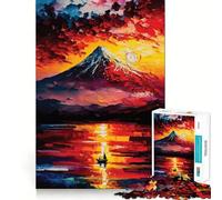 Rompecabezas de 1000 Piezas con diseño de Puesta de Sol sobre el Monte Fuji para Adultos Juguete de ingenio para Jugar en Interiores Diseño artístico de Bordes precisos Coleccionable 38x52cm