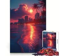 Rompecabezas de 1000 Piezas con diseño de Puesta de Sol sobre la Playa de la Ciudad para Adolescentes Juguete Que desafía la Mente Pasatiempo Relajante Corte preciso Un Regalo Encantador 50x75cm