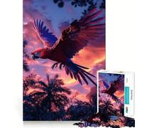 Rompecabezas de 1000 Piezas con diseño de Puesta de Sol y Loro para Adultos Juego de ingenio para relajar la Mente Bordes Afilados Regalo Premium (38x52cm)