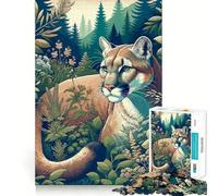 Rompecabezas de 1000 Piezas con diseño de Puma en el Bosque para Adolescentes Juguete Inteligente y Divertido Arte Coleccionable de Corte nítido (50x75cm)