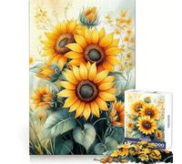 Rompecabezas de 1000 Piezas con diseño de Ramo de Girasoles en Acuarela para Adolescentes Desarrolla la lógica, la Mente y es Divertido y fácil de armar Un Regalo Ideal (50x75cm)