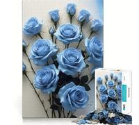 Rompecabezas de 1000 Piezas con diseño de Ramo de Rosas Azules,Corte preciso,Juego Mental,Regalo fácil de Jugar,Regalo Divertido de cumpleaños 38x26cm