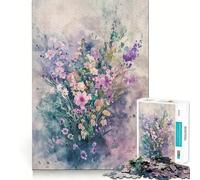 Rompecabezas de 1000 Piezas con diseño de Ramo Floral en Acuarela Diversión para ejercitar la Mente Encaje Huecos Actividad para Compartir con Seres Queridos (38x52cm)