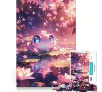Rompecabezas de 1000 Piezas con diseño de Rana Anime y Flor de Cerezo para Adolescentes Diversión,tamaño Uniforme,Piezas precisas,Actividad Relajante para Grupos en Interiores (38x52cm)