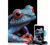 Rompecabezas de 1000 Piezas con diseño de Rana Azul y roja Vibrante para Adultos Juego de Memoria Cerebral Encaje Huecos Actividad Relajante para un Descanso Mental (50x75cm)