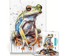 Rompecabezas de 1000 Piezas con diseño de Rana en Acuarela para Adolescentes Juego Divertido con Encaje Huecos Actividad Nocturna para Toda la Familia (38x26cm)