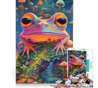 Rompecabezas de 1000 Piezas con diseño de Rana psicodélica Juego Familiar Montaje de Patrones con Piezas de Formas aleatorias Que encajan Perfectamente 50x75cm
