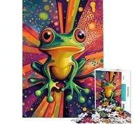 Rompecabezas de 1000 Piezas con diseño de Rana psicodélica para Adolescentes y Adultos Juguete antiestrés Decorar y divertirse en casa (Tamaño 50x75cm)