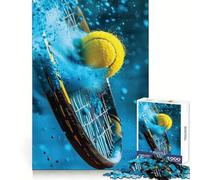 Rompecabezas de 1000 Piezas con diseño de Raqueta y Pelota de Tenis para Adultos Juguete para ejercitar la Mente Diversión en Interiores Arte de Bordes precisos Coleccionable 38x52cm