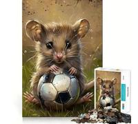 Rompecabezas de 1000 Piezas con diseño de ratón y balón de fútbol para Adolescentes Ideal para desarrollar la Memoria, armar sin estrés (50x75cm)