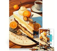 Rompecabezas de 1000 Piezas con diseño de Rebanada de Pastel de Naranja y café para Adultos Juguete de lógica para Fortalecer la Mente Divertido y Elegante Regalo (38x52cm)
