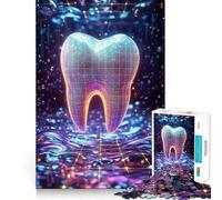 Rompecabezas de 1000 Piezas con diseño de Rejilla de Dientes de neón para Adultos Juguete para ejercitar la Mente Diversión Garantizada Corte Perfecto Regalo Ideal para Las Fiestas (38x52cm)